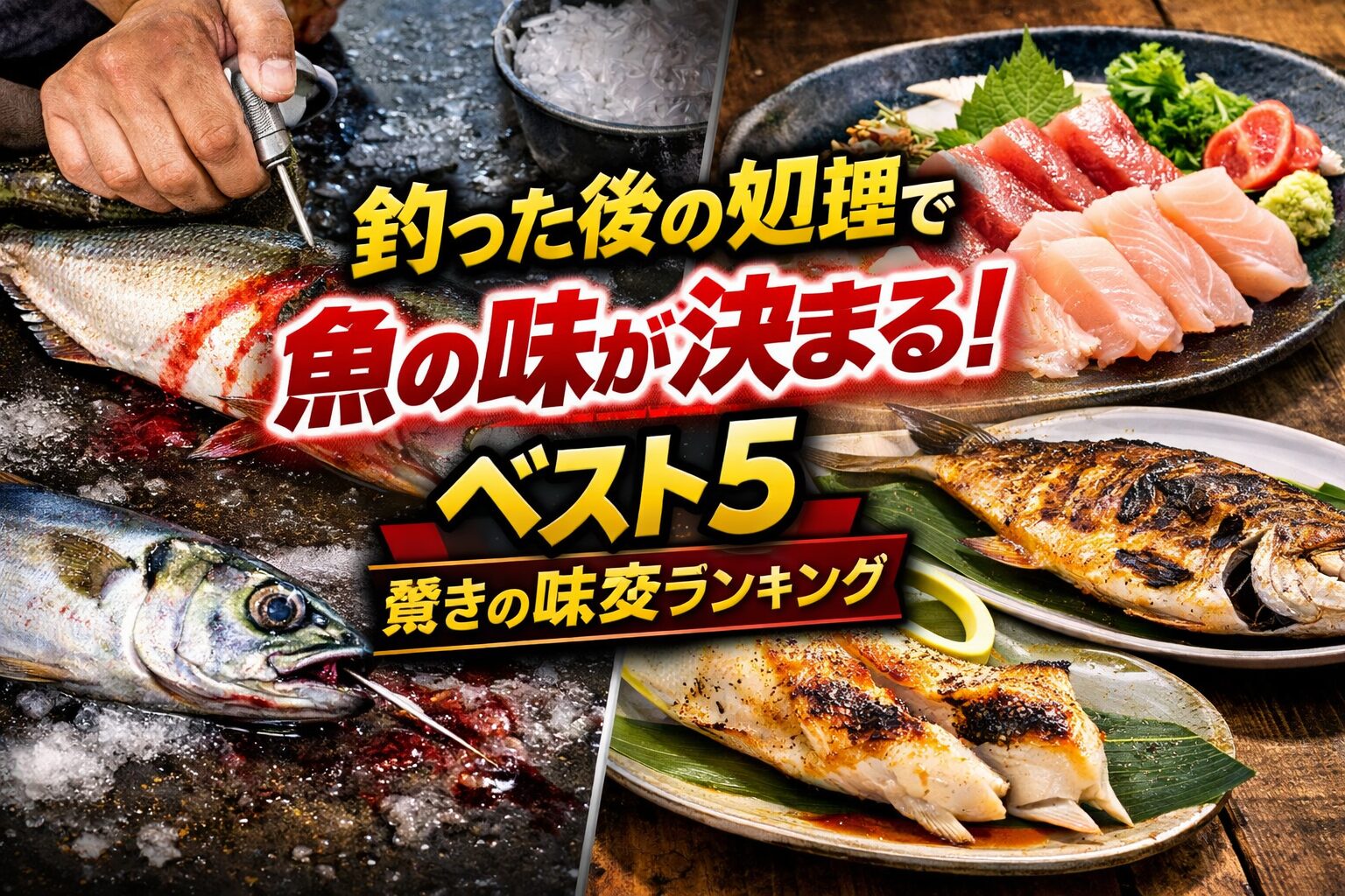 魚は釣った瞬間から劣化が始まる。活け締め・血抜き・冷却が味を決定。 種類ごとに最適処理が異なる。科学的根拠を理解すれば、プロ並みの味が再現可能.釣太郎