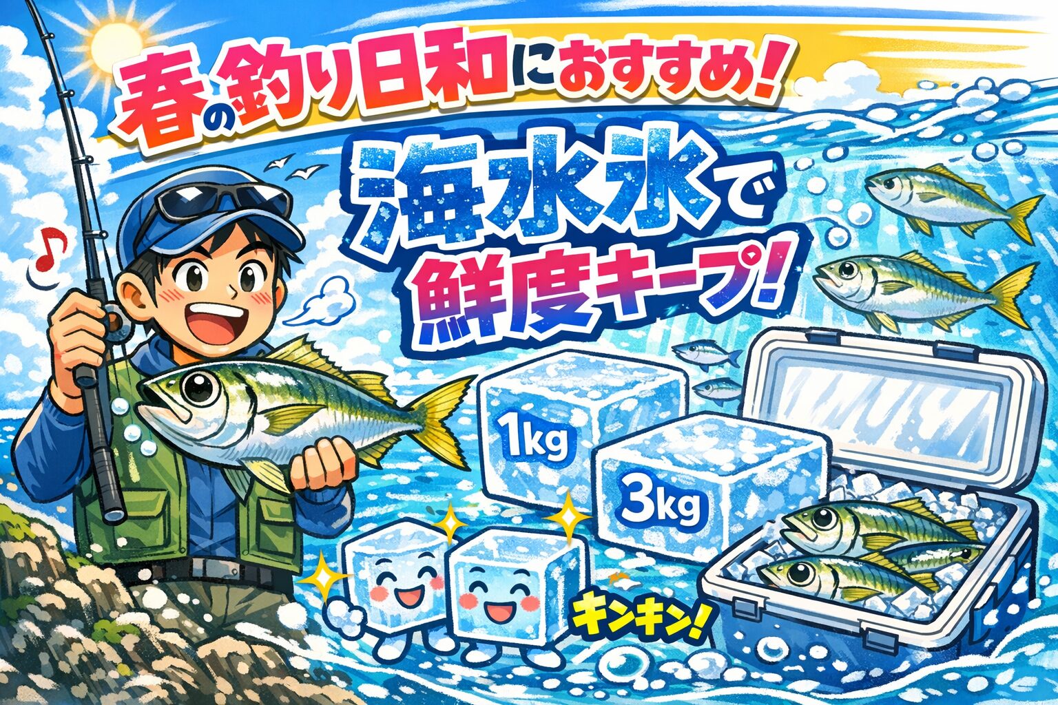 春の釣りシーズンが本格化する今、鮮度を保つ工夫が釣果を左右します。 「海水氷」を使って、最高の状態で魚を持ち帰りましょう。釣太郎