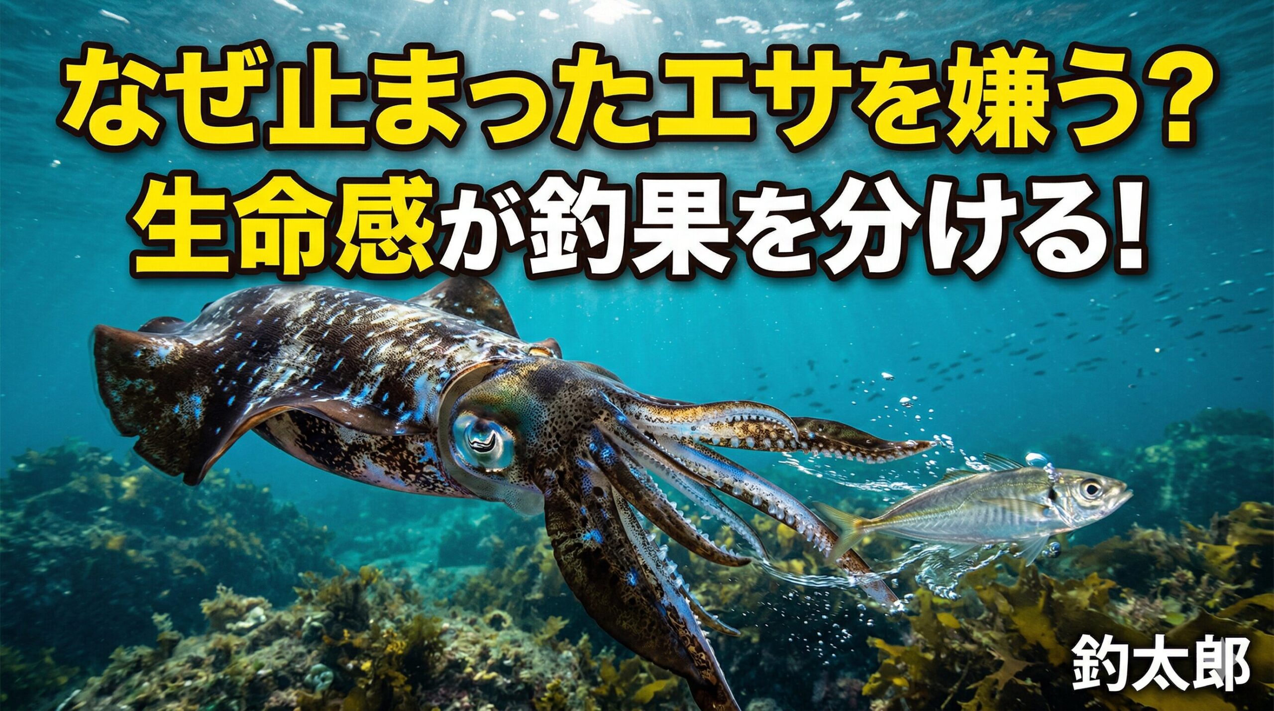 エサが不自然に止まり続けていれば、賢いアオリイカはすぐに警戒モードへ突入します。釣太郎