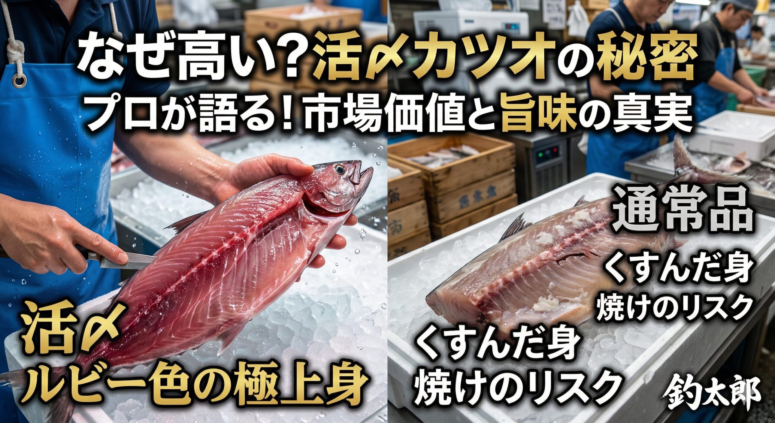 ・血液量が多い魚だから・体温が上がりやすい・足が早い。だからこそ・即締め・血抜き・冷却。この3つが揃って初めて“旨いカツオ”になります。釣太郎