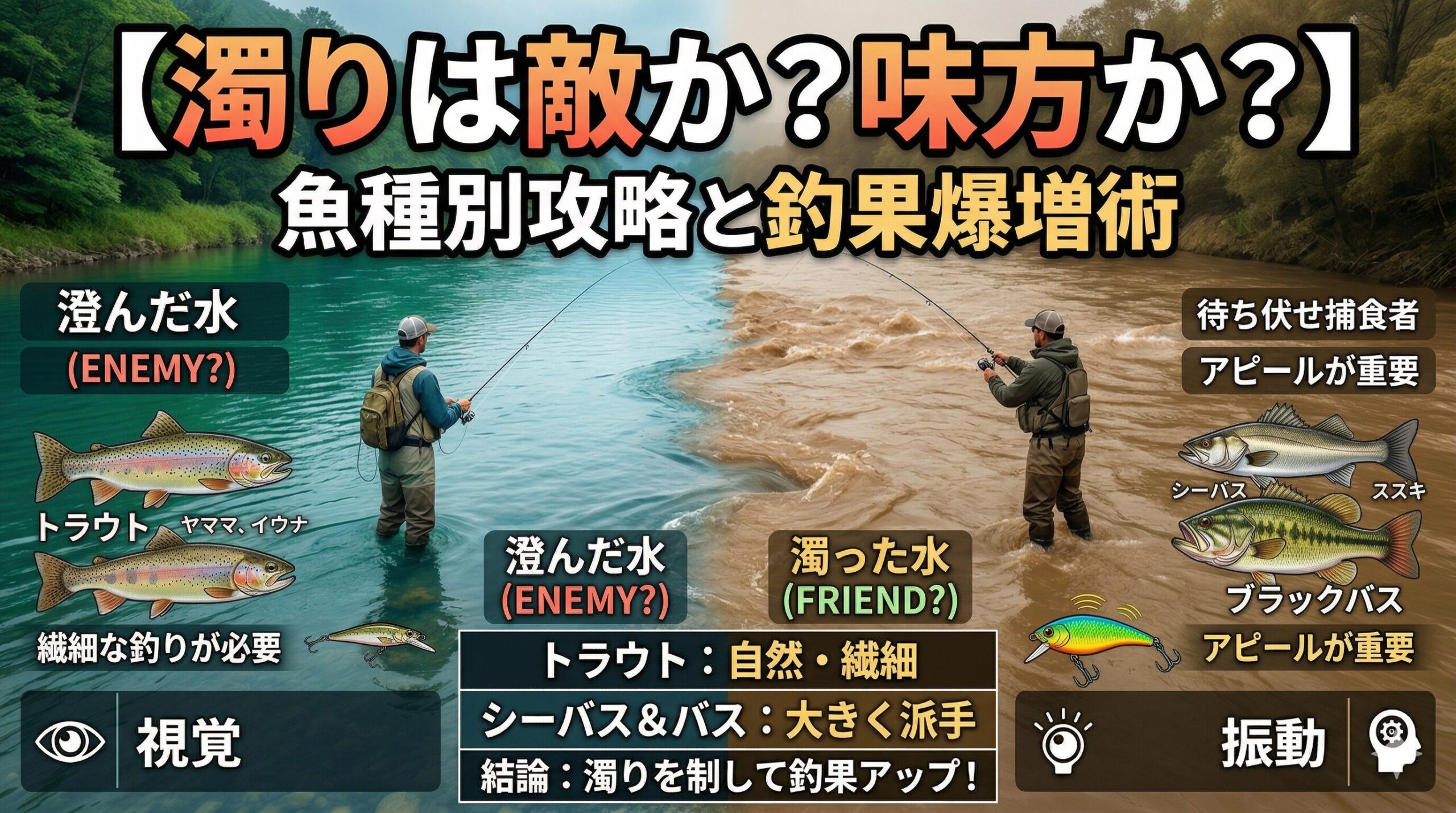 釣りにおける濁りは、決して「ダメ」なものではありません。それは、新しい戦略が必要であることを意味します。釣太郎