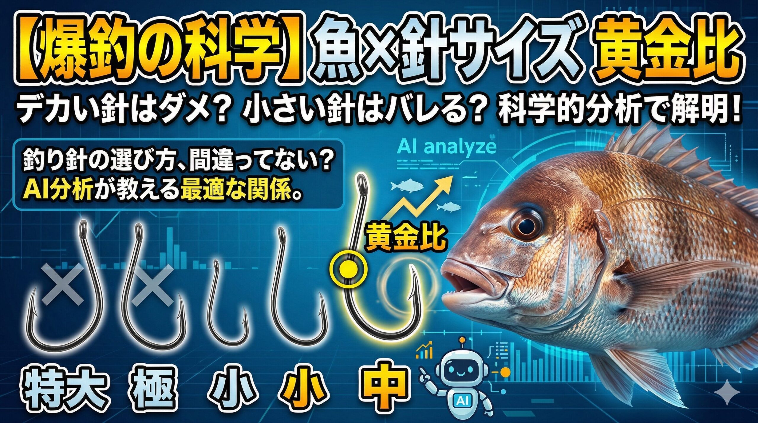 魚の大きさと針のサイズには、釣果を左右する明確な科学的法則が存在します。釣太郎