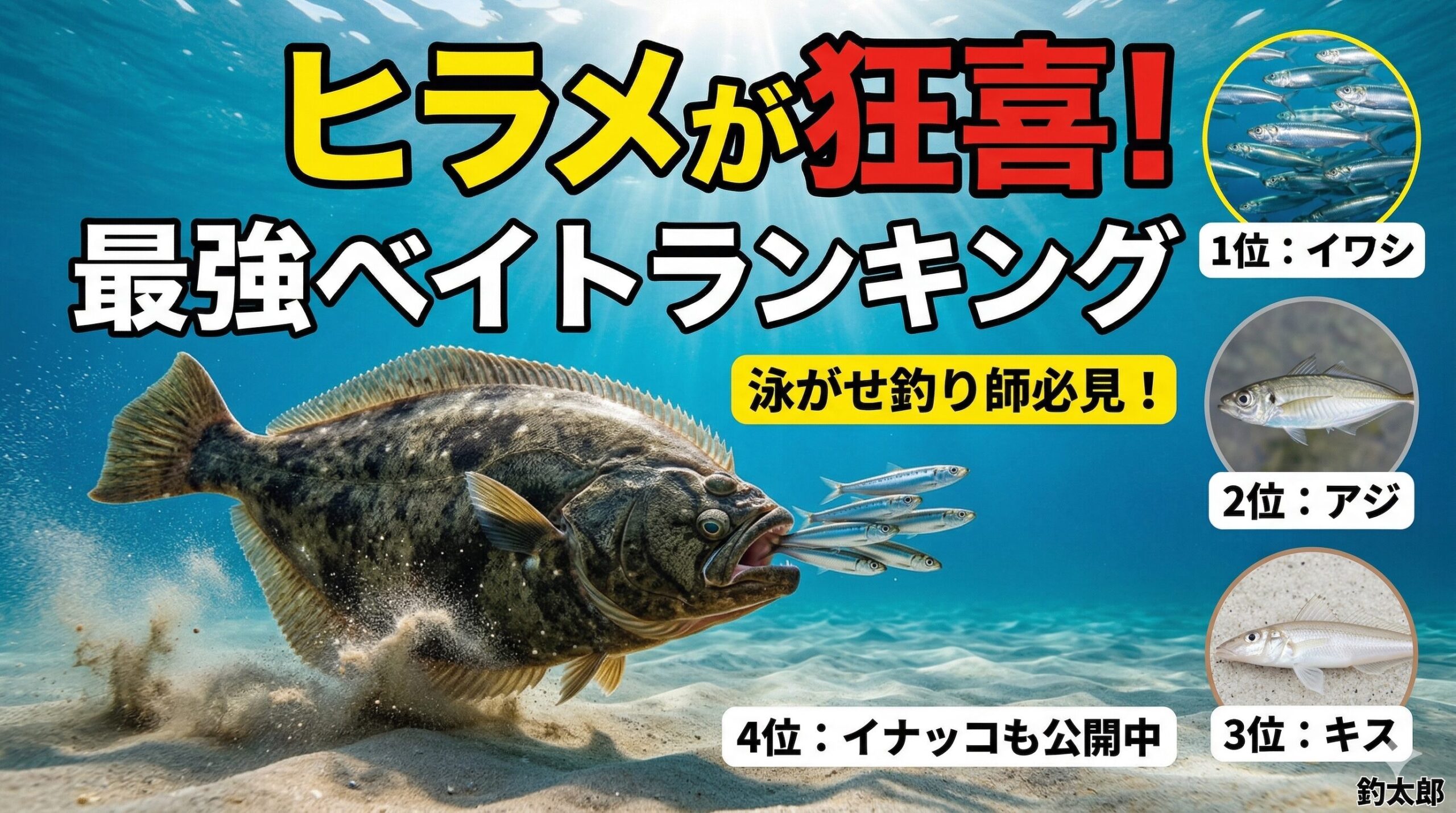 ヒラメが好むベイト・ランキング！第1位は、圧倒的な実績を誇る「イワシ」釣太郎