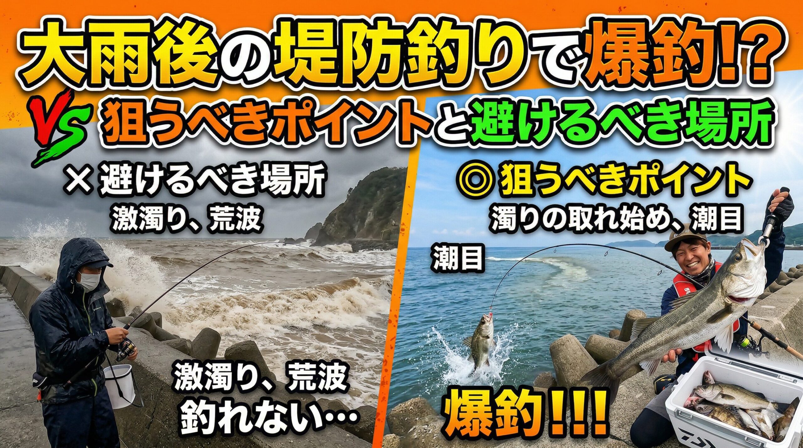 大雨の後の堤防釣りは、状況を見極める力が試されます。 狙うべき場所と避けるべき場所をしっかりと理解すれば、普段では味わえないような大釣りができるかもしれません。釣太郎