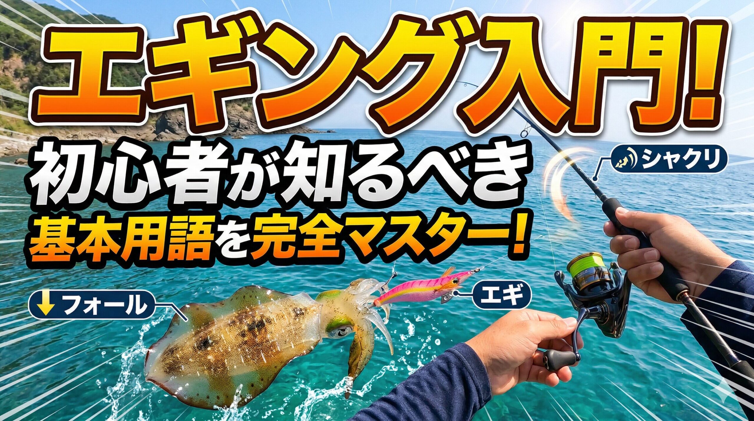 エギングは「投げてシャクってフォールさせるだけ」とシンプルですが、用語を理解すると会話や動画がぐっと楽しくなります。釣太郎