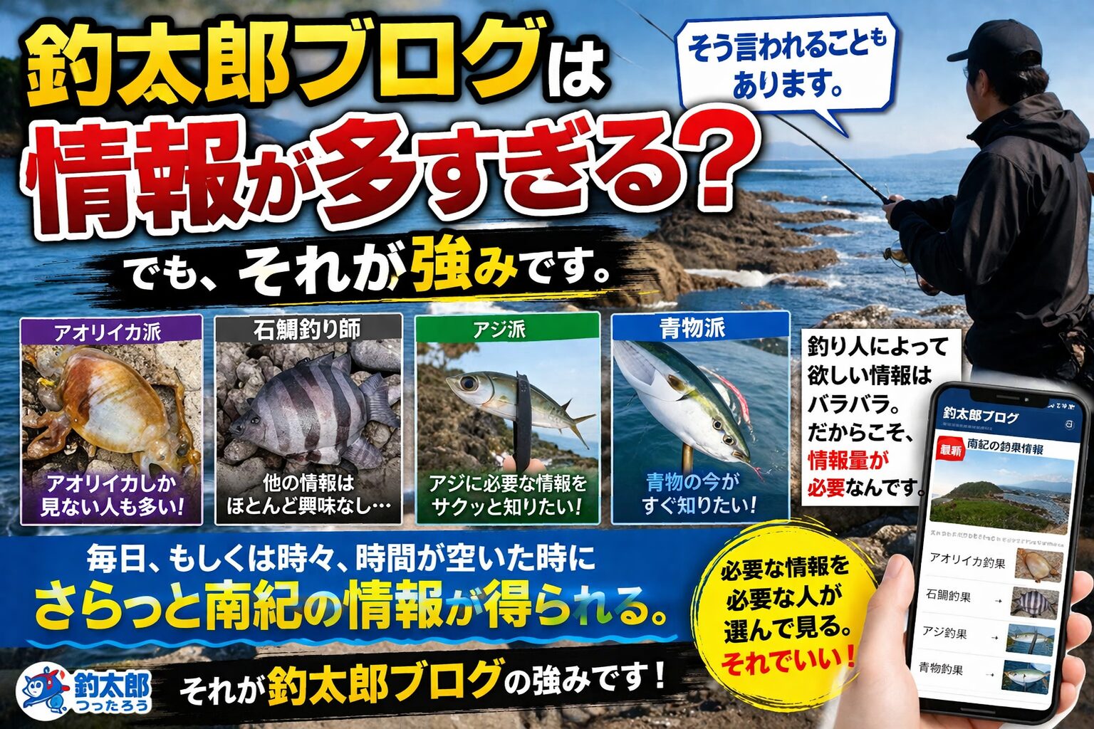 釣太郎ブログは情報が多すぎると言われます。 ですが、それは南紀の釣り人ごとに欲しい情報が違うからです。
