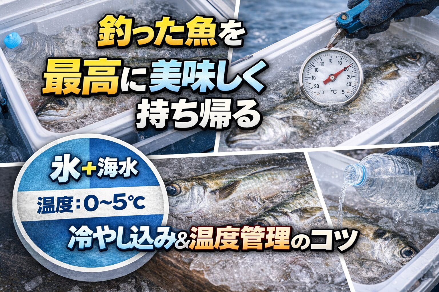 魚を美味しく持ち帰るには・即締め・血抜き・氷＋海水で冷却・温度は0〜5℃。これだけ。釣太郎