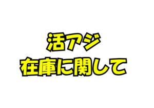 今後の活アジ状況の展望について　【アオリイカ釣り餌在庫状況説明】釣太郎